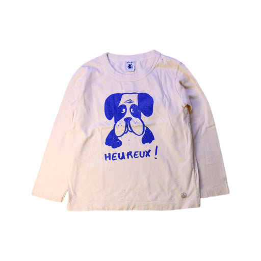 A White Long Sleeve T Shirts from Petit Bateau in size 5T for boy. (Front View)