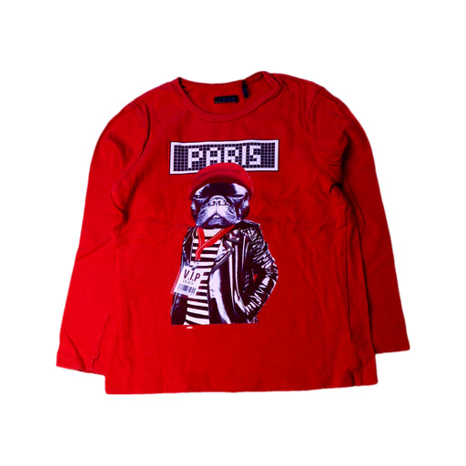 A Red Long Sleeve T Shirts from IKKS in size 5T for boy. (Front View)