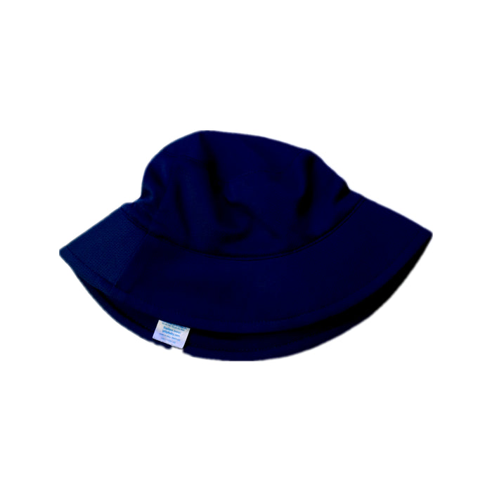 A Navy Sun Hats from i play in size 12-18M for neutral. (Back View)