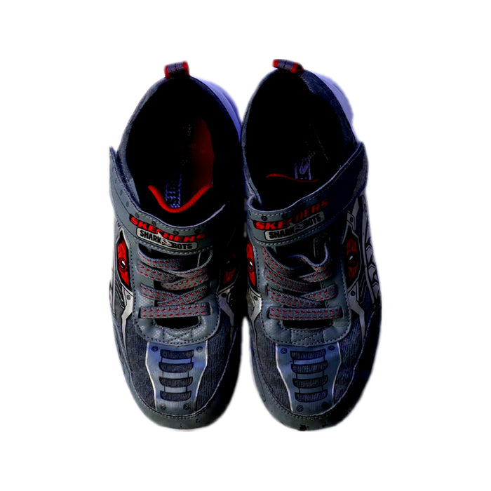A Grey Sneakers from Skechers in size 10Y for boy. (Back View)