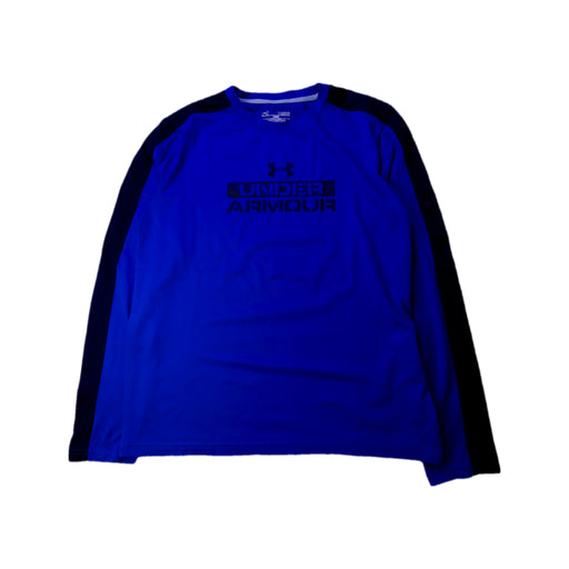 A Blue Long Sleeve T Shirts from Under Armour in size 14Y for boy. (Front View)