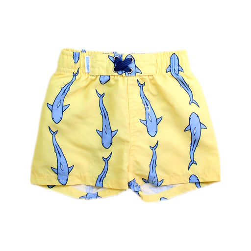 A Yellow Swim Shorts from RuggedButts in size 3-6M for boy. (Front View)