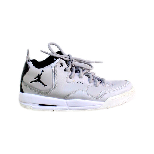 A Grey Sneakers from Air Jordan in size 11Y for boy. (Front View)