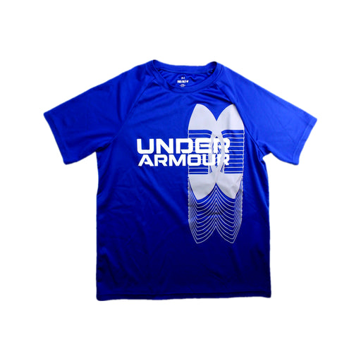 A Blue Short Sleeve T Shirts from Under Armour in size 10Y for boy. (Front View)