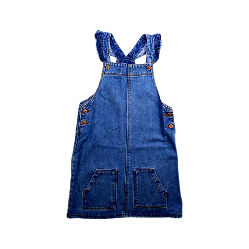 A Blue Long Overalls from Vertbaudet in size 7Y for girl. (Front View)