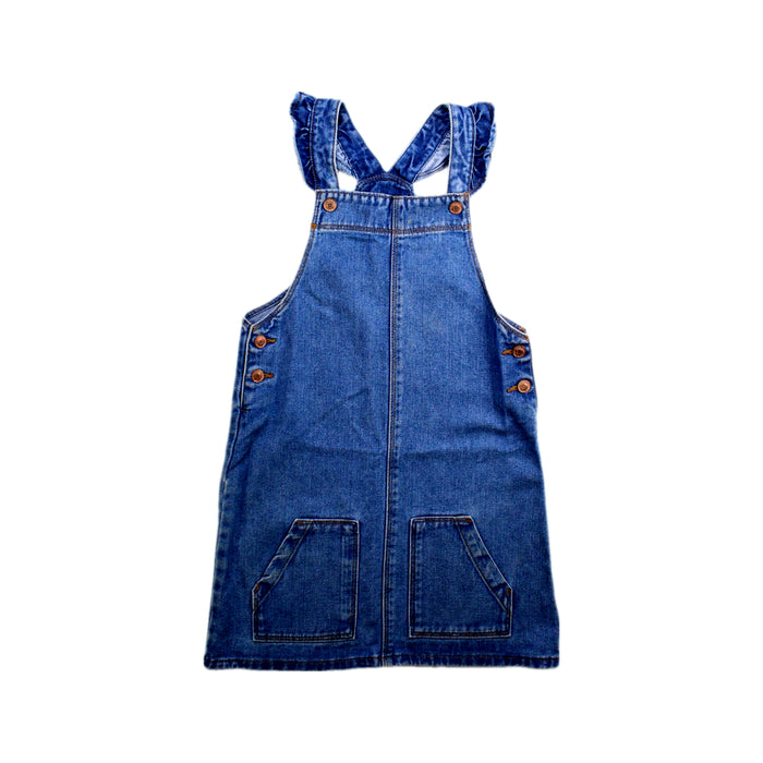 A Blue Long Overalls from Vertbaudet in size 7Y for girl. (Front View)