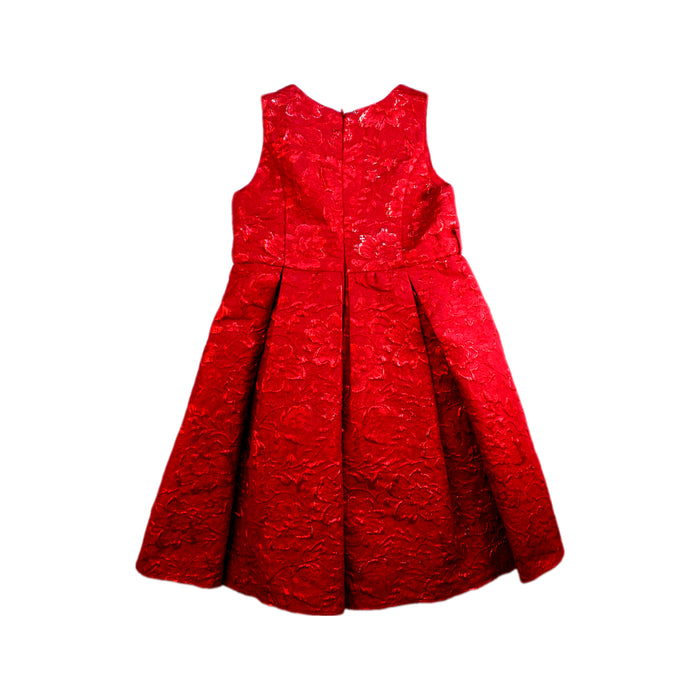 A Red Sleeveless Dresses from Monsoon in size 5T for girl. (Back View)