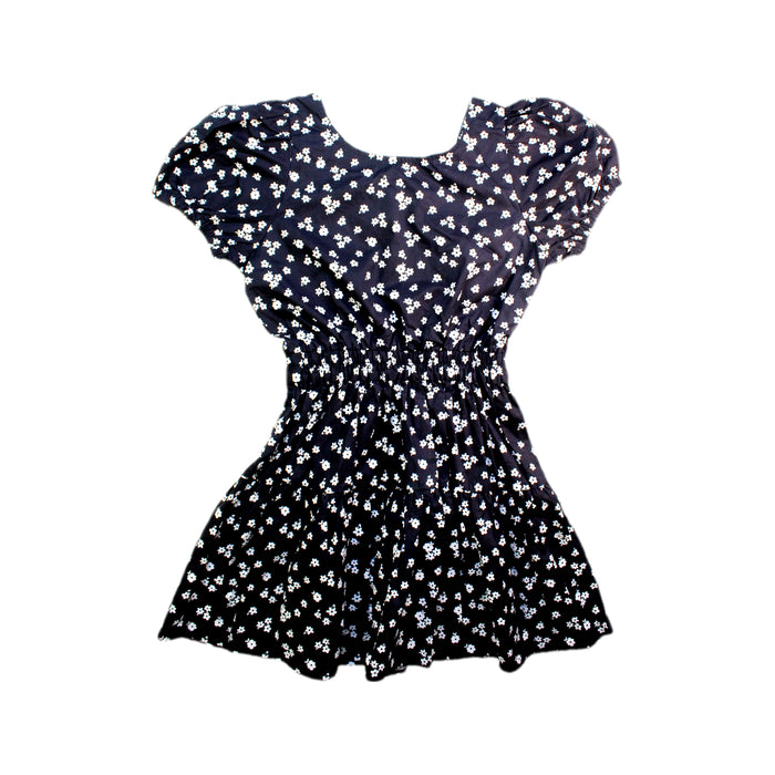 A Navy Short Sleeve Dresses from Seed in size 8Y for girl. (Front View)