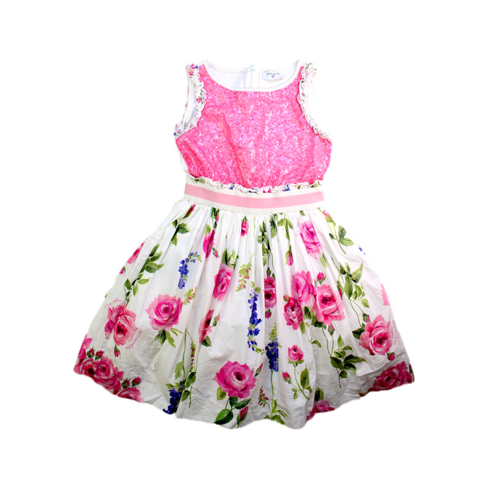 A Pink Sleeveless Dresses from Monnalisa in size 8Y for girl. (Front View)