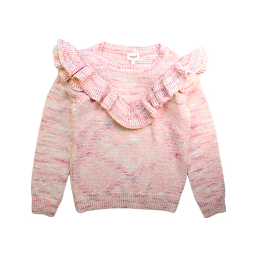 A Pink Long Sleeve Tops from Seed in size 7Y for girl. (Front View)