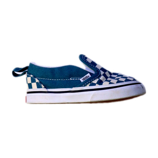 A Blue Slip Ons from Vans in size 18-24M for boy. (Front View)