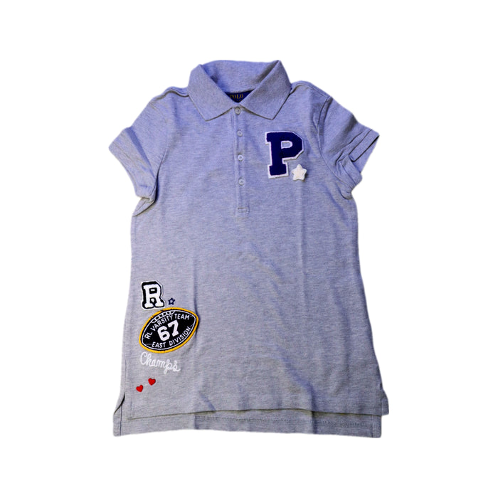 A Grey Short Sleeve Polos from Polo Ralph Lauren in size 8Y for girl. (Front View)
