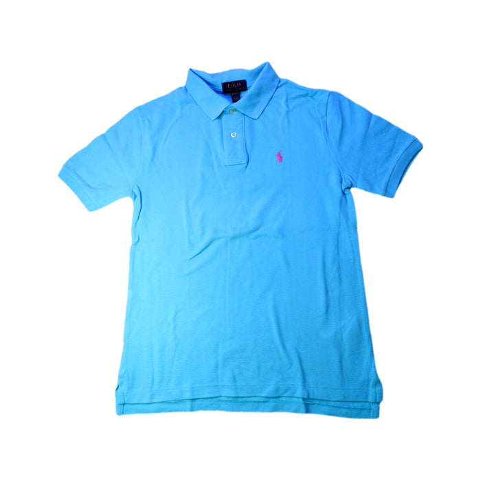 A Blue Short Sleeve Polos from Polo Ralph Lauren in size 10Y for boy. (Front View)
