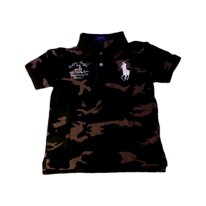 A Brown Short Sleeve Polos from Polo Ralph Lauren in size 7Y for boy. (Front View)