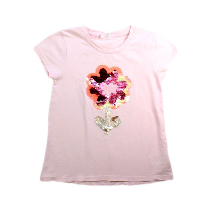 A Pink Short Sleeve Tops from Seed in size 6T for girl. (Front View)