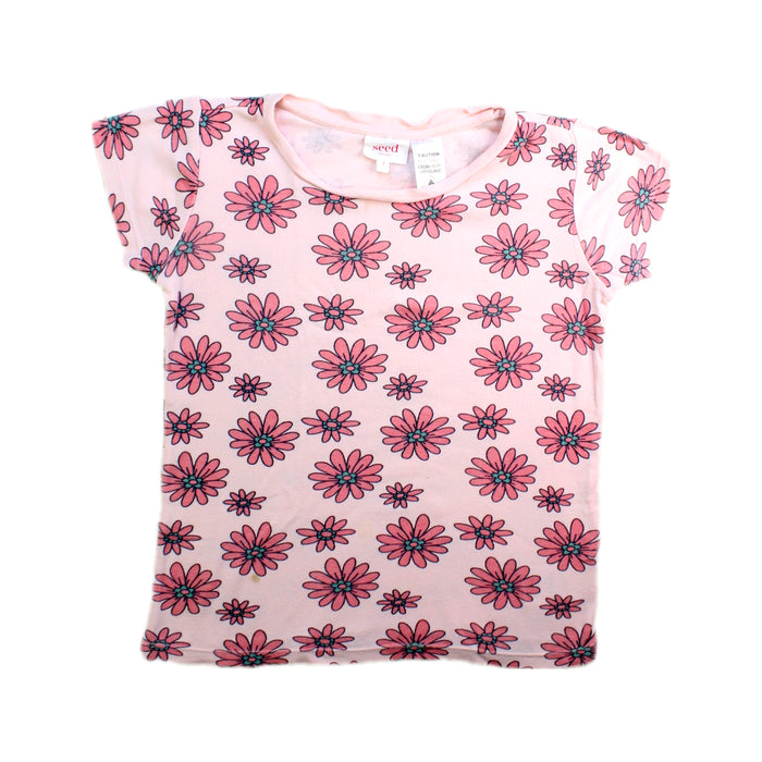 A Pink Short Sleeve T Shirts from Seed in size 7Y for girl. (Front View)