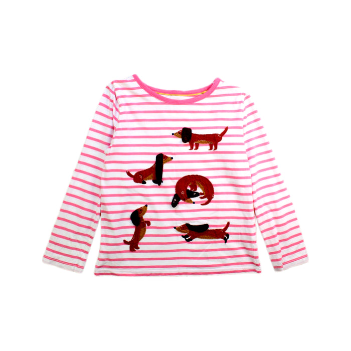 A Pink Long Sleeve Tops from Boden in size 6T for girl. (Front View)
