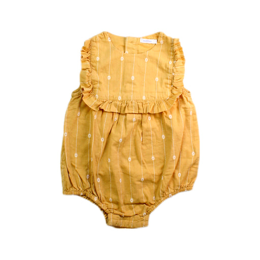 A Yellow Sleeveless Rompers from Bout'Chou in size 12-18M for girl. (Front View)