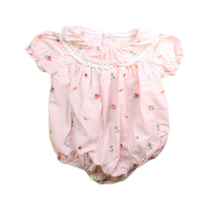 A Pink Short Sleeve Rompers from Louise Misha in size 6-12M for girl. (Front View)