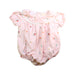 A Pink Short Sleeve Rompers from Louise Misha in size 6-12M for girl. (Front View)