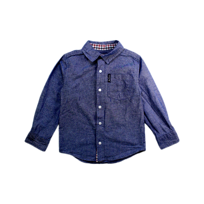 A Blue Long Sleeve Shirts from Ben Sherman in size 4T for boy. (Front View)