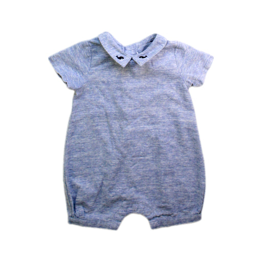 A Grey Short Sleeve Rompers from Minihaha in size 0-3M for boy. (Front View)