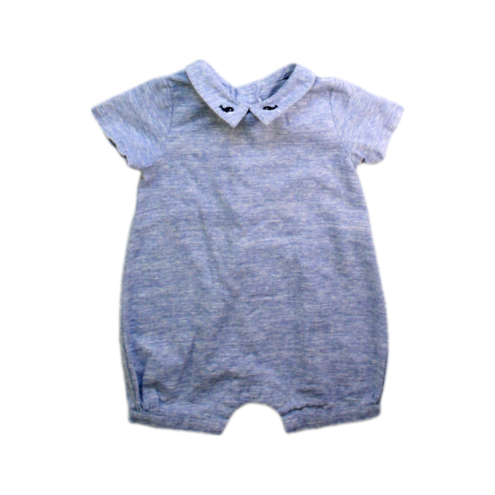 A Grey Short Sleeve Rompers from Minihaha in size 0-3M for boy. (Front View)