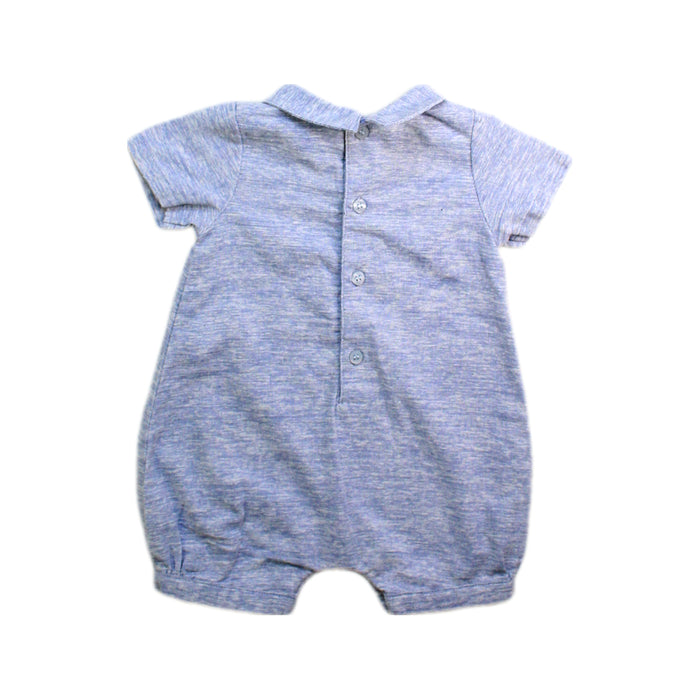 A Grey Short Sleeve Rompers from Minihaha in size 0-3M for boy. (Back View)