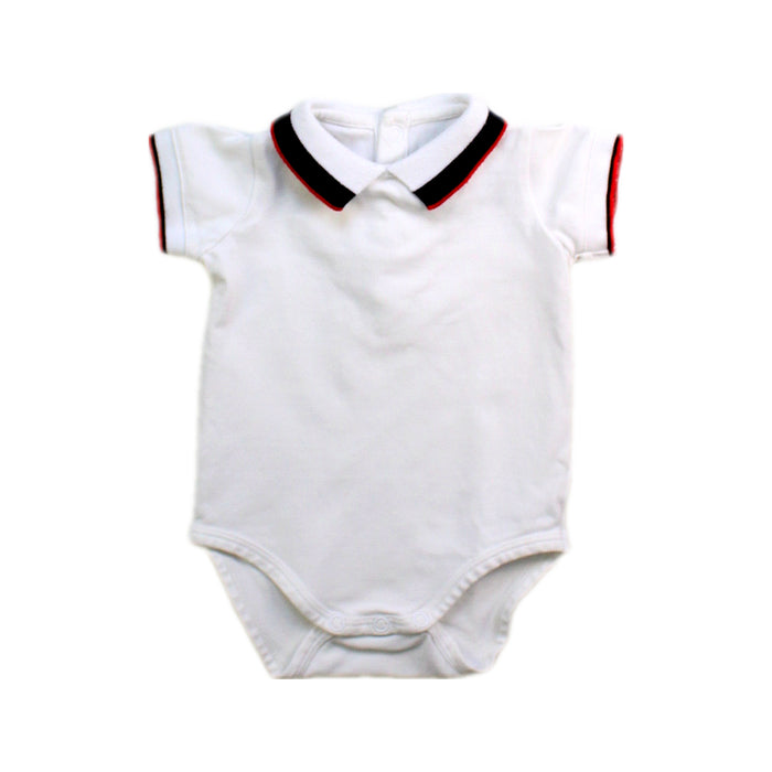 A White Short Sleeve Bodysuits from Jacadi in size 0-3M for boy. (Front View)