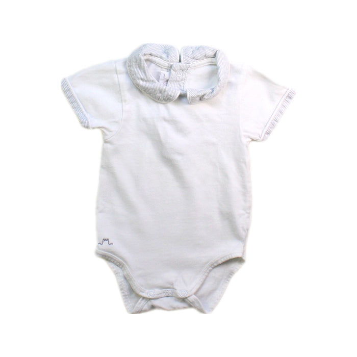 A White Short Sleeve Bodysuits from Chateau de Sable in size 0-3M for boy. (Front View)