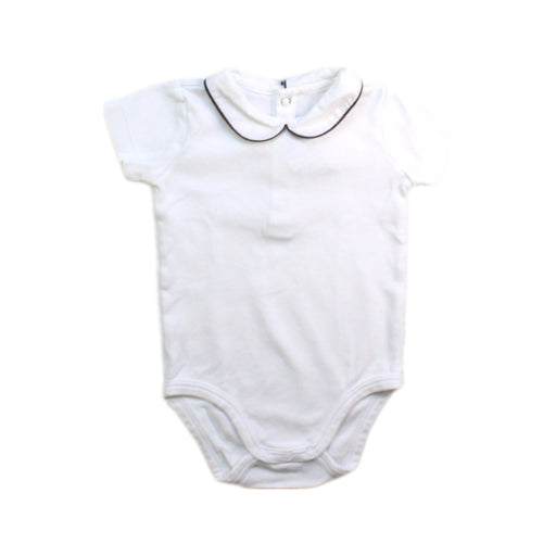 A White Short Sleeve Bodysuits from Jacadi in size 3-6M for boy. (Front View)