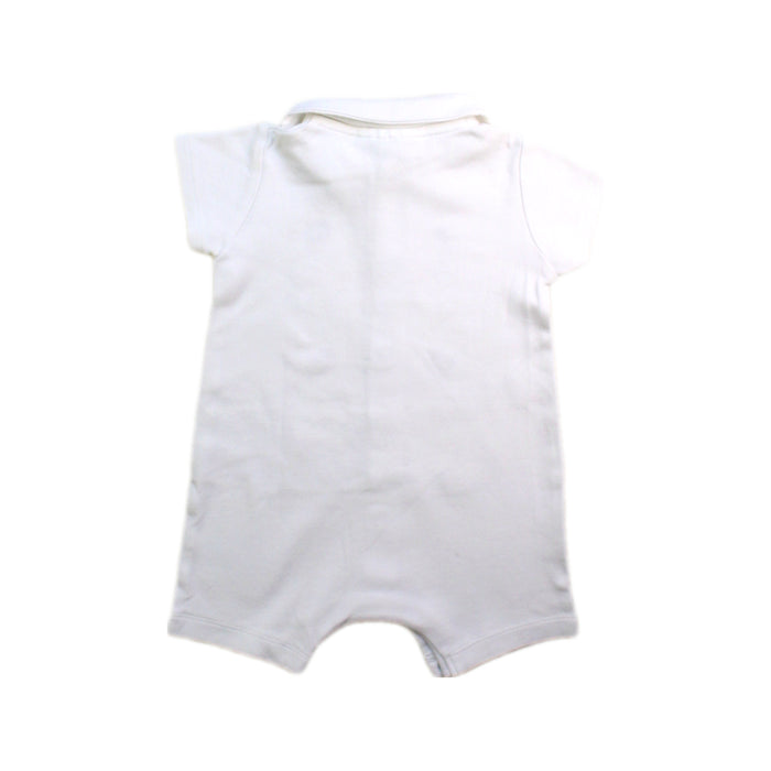 A White Short Sleeve Rompers from The Little White Company in size 3-6M for boy. (Back View)