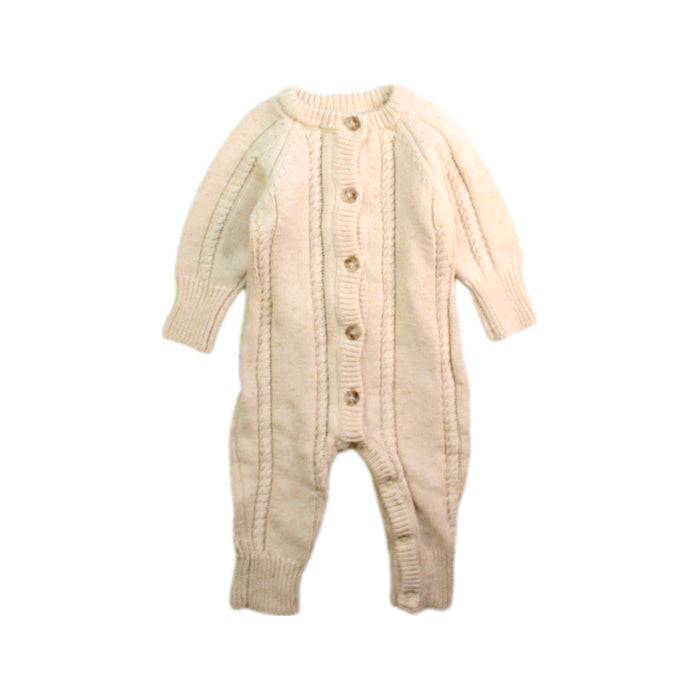 A Ivory Long Sleeve Rompers from Ziggy Lou in size Newborn for neutral. (Front View)