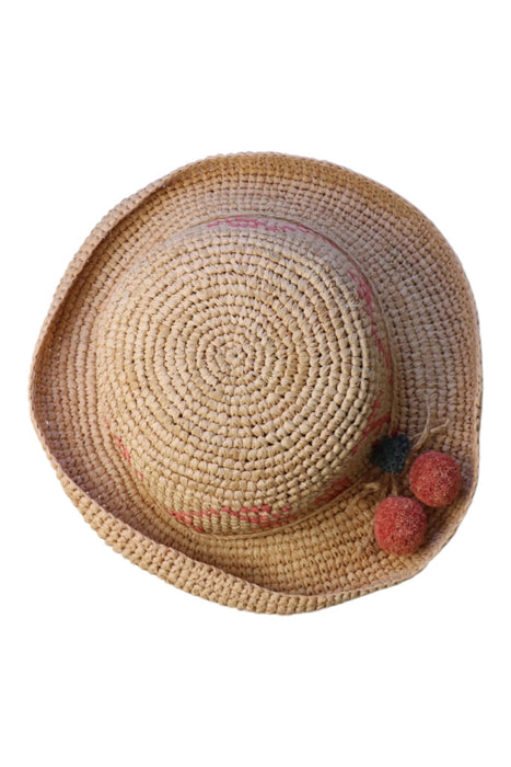 A Beige Sun Hats from Bonpoint in size 7Y for girl. (Front View)
