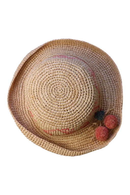 A Beige Sun Hats from Bonpoint in size 7Y for girl. (Front View)