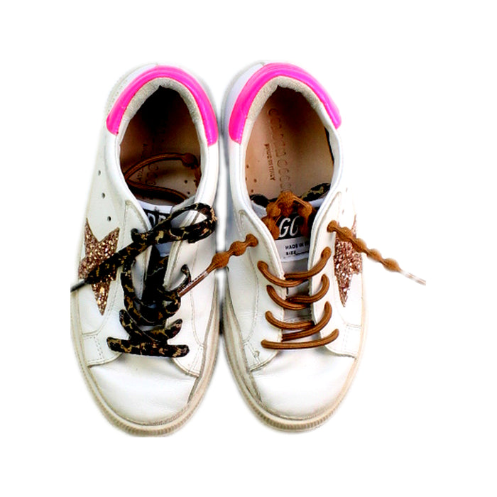 A White Sneakers from Golden Goose in size 7Y for girl. (Back View)