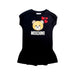 A Black Short Sleeve Dresses from Moschino in size 4T for girl. (Front View)