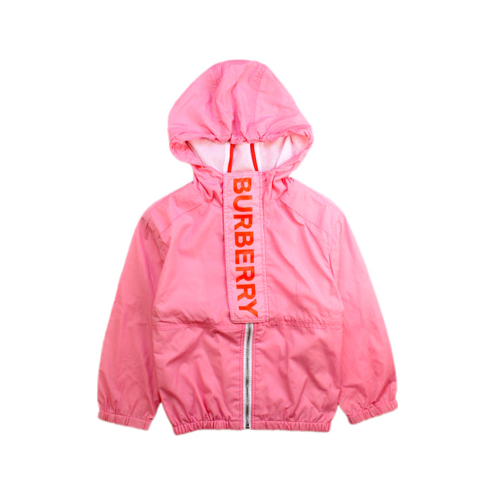 A Pink Rain Jackets from Burberry in size 3T for girl. (Front View)