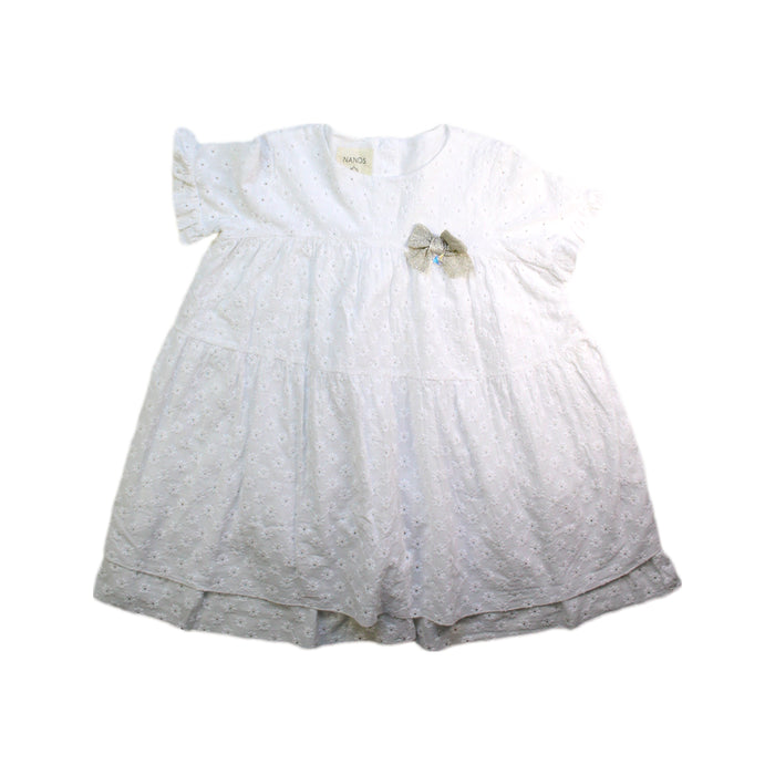 A White Short Sleeve Dresses from Nanos in size 5T for girl. (Front View)