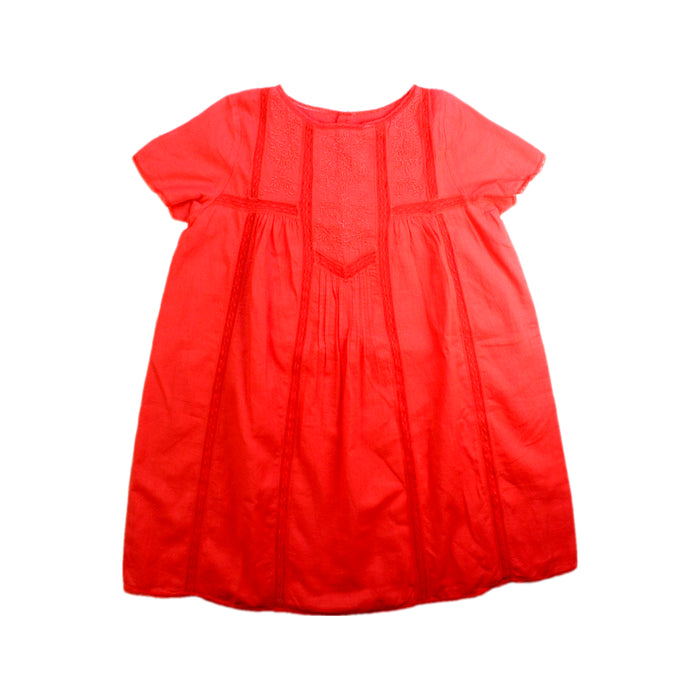 A Red Short Sleeve Dresses from Bonpoint in size 6T for girl. (Front View)