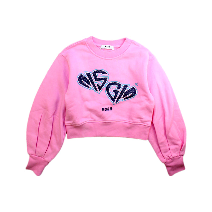 A Pink Crewneck Sweatshirts from MSGM in size 6T for girl. (Front View)