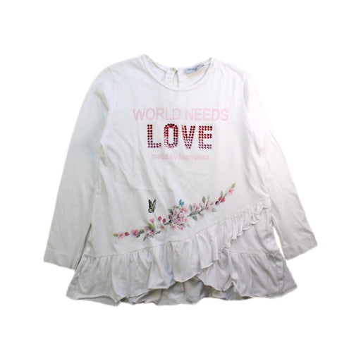 A White Long Sleeve Tops from Monnalisa in size 6T for girl. (Front View)