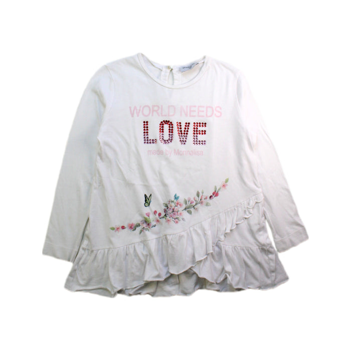 A White Long Sleeve Tops from Monnalisa in size 6T for girl. (Front View)