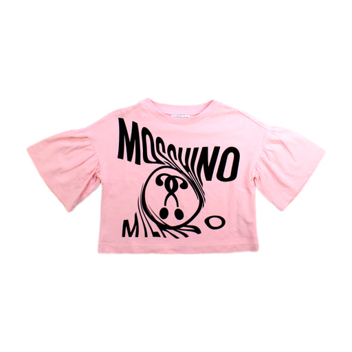 A Pink Short Sleeve T Shirts from Moschino in size 4T for girl. (Front View)