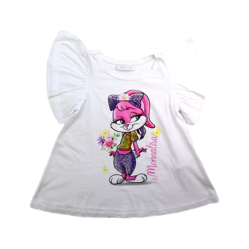 A White Short Sleeve Tops from Monnalisa in size 5T for girl. (Front View)