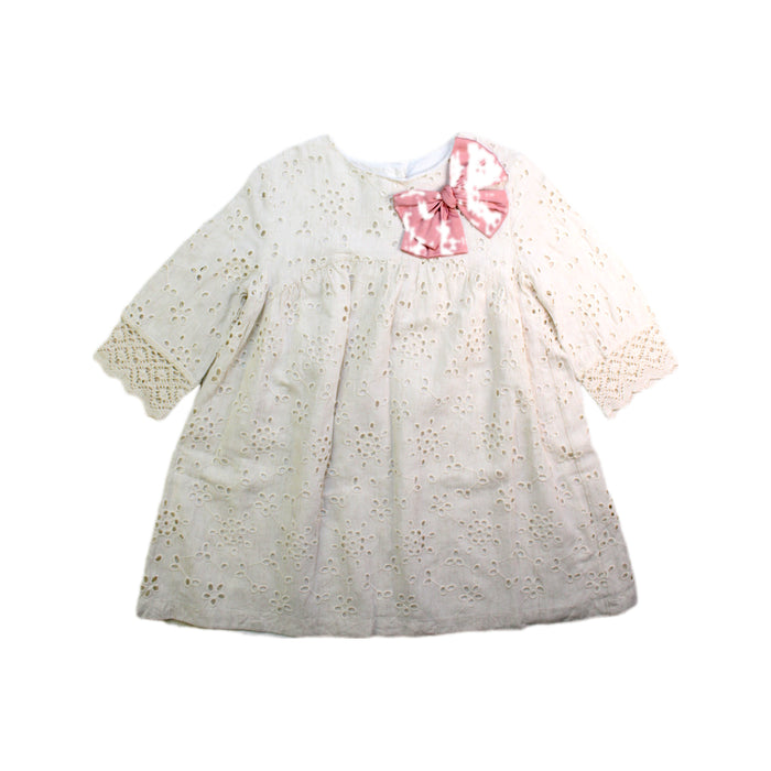 A Ivory Long Sleeve Dresses from Nanos in size 6T for girl. (Front View)