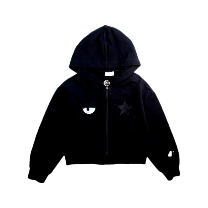 A Black Hooded Sweatshirts from Chiara Ferragni in size 8Y for girl. (Front View)