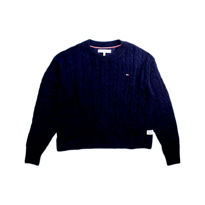 A Navy Knit Sweaters from Tommy Hilfiger in size 10Y for girl. (Front View)