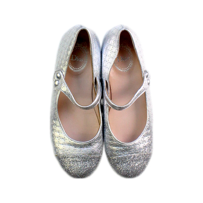 A Silver Flats from Dior in size 9Y for girl. (Back View)