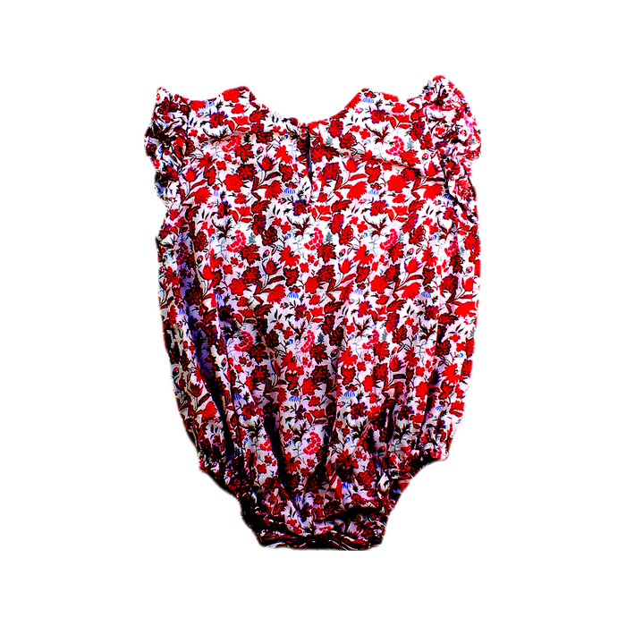 A Red Sleeveless Rompers from Paulina Katarina in size 12-18M for girl. (Back View)